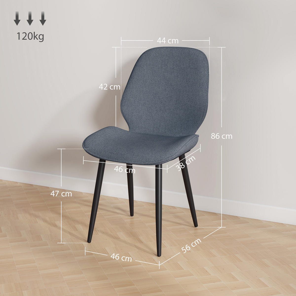 ESSZIMMERSTÜHLE 2er-Set DE-13268 geschwungene Rückenlehne Grau - Grau, Metall (56/86/46cm) - ComfortXL