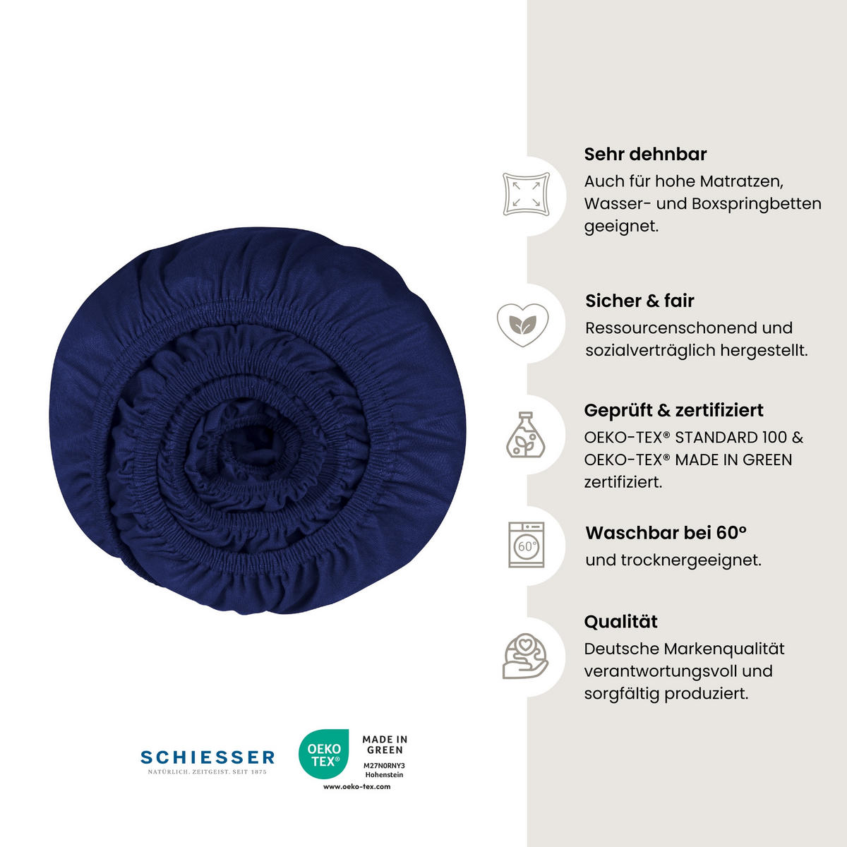 SPANNBETTLAKEN Elli - 97/3 - 100 x 200 cm - Dunkelblau - Dunkelblau, Textil (100/200cm) - SCHIESSER