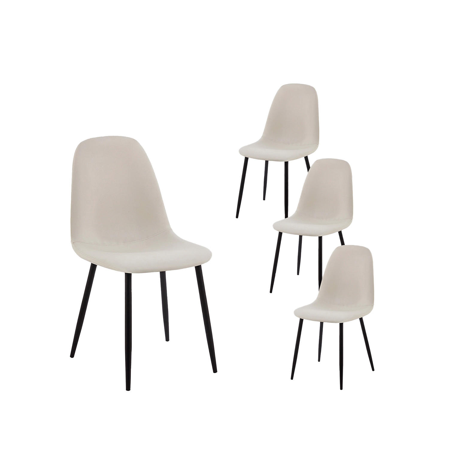 ESSZIMMERSTUHL Elia Beige 44 cm x 84 cm 4er-Set - Beige, Leder (44/84/52cm) - Klast Home