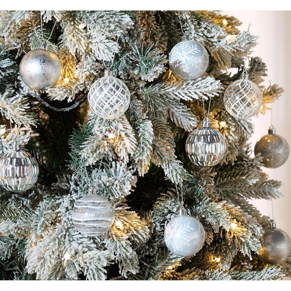 CHRISTBAUMKUGELN 12-teiliges Set 6 cm Transparent Silber Weiß - Silberfarben, Kunststoff (6/6/6cm)