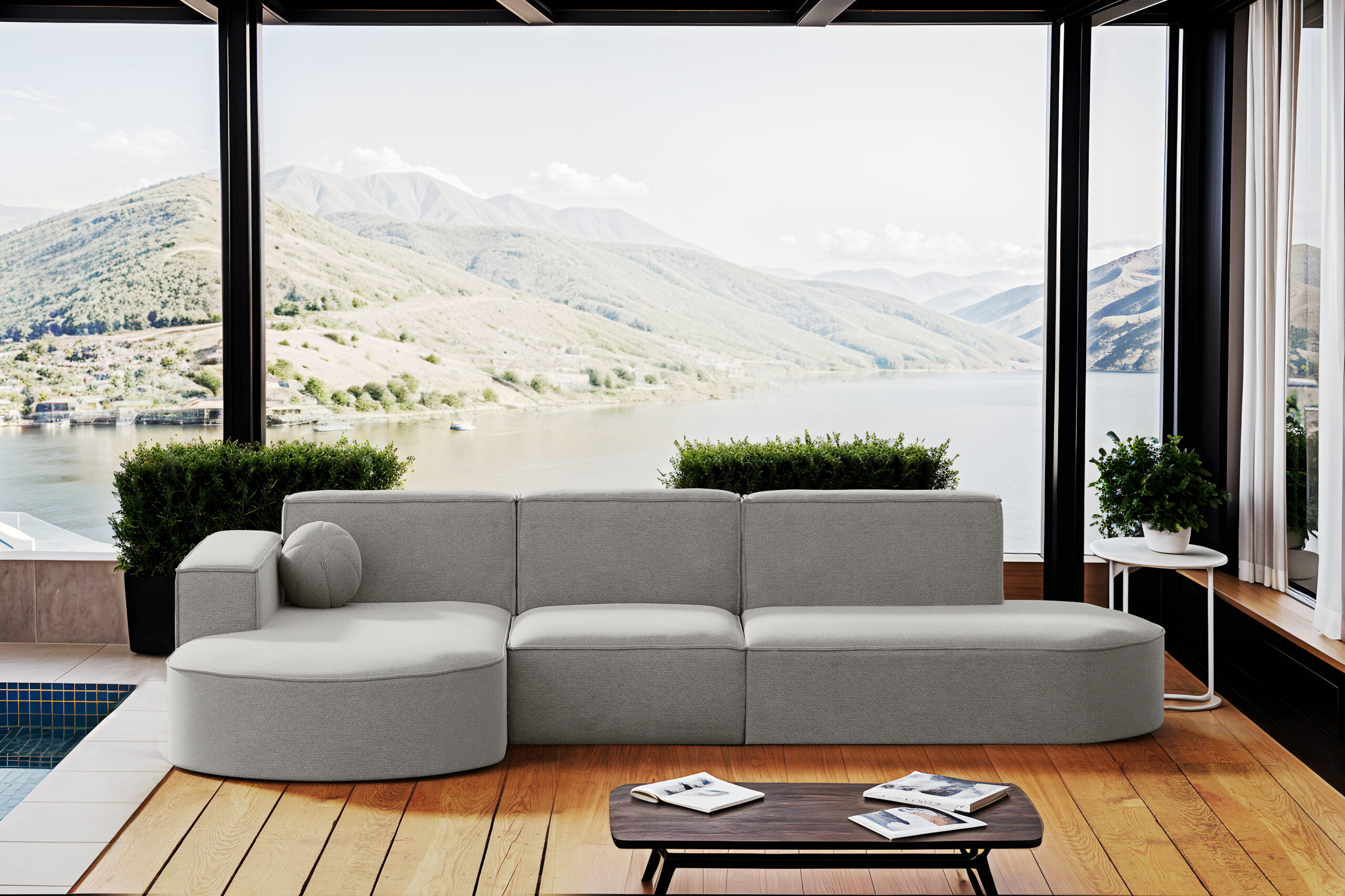 GARTENECKSOFA L-Form Garten Modena L Patio Hellgrau Links - Hellgrau, Holz/Textil (165/78/296cm) - Kaiser Möbel