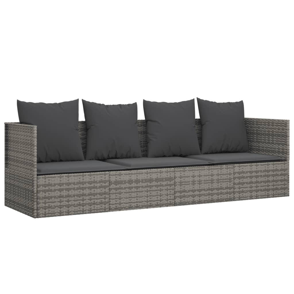 SONNENLIEGE mit Kissen, verstellbar, 203/58/56 cm, aus Poly Rattan, Grau und Dunkelgrau - Grau, Kunststoff (58/56/203cm) - vidaXL