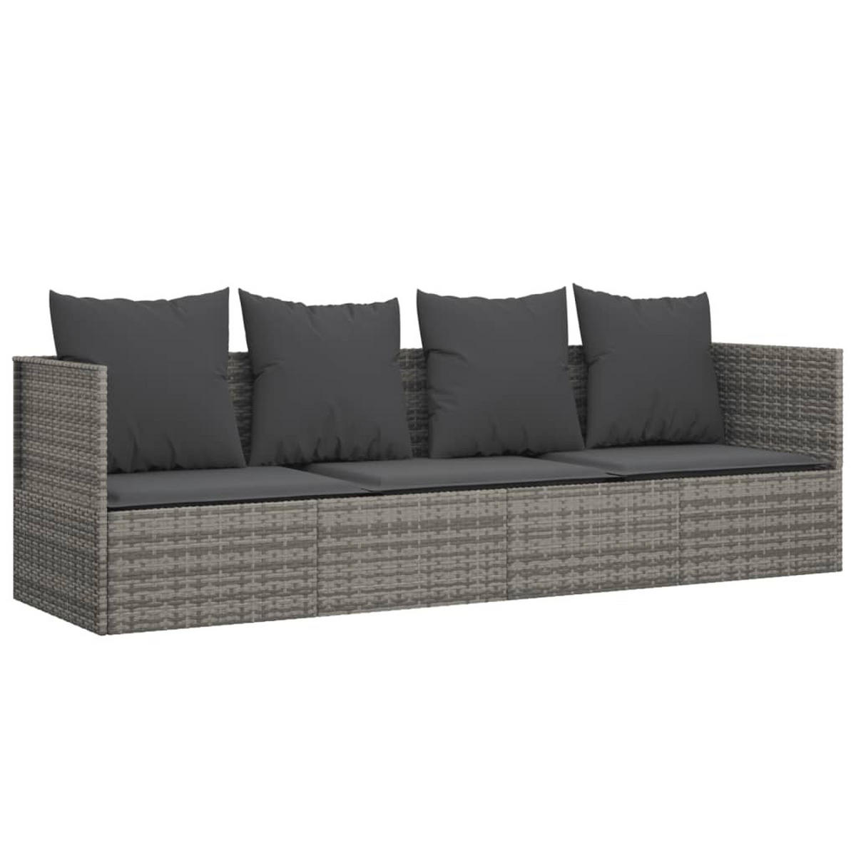 SONNENLIEGE mit Kissen, verstellbar, 203/58/56 cm, aus Poly Rattan, Grau und Dunkelgrau - Grau, Kunststoff (58/56/203cm) - vidaXL