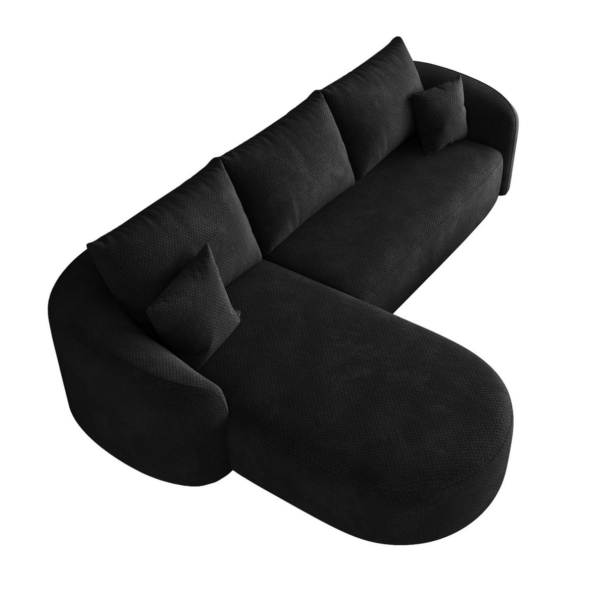 ECKSOFA 266/168/85 cm schwarz aus Stoff ohne Montage - Schwarz, Textil (168/266cm) - OKWISH