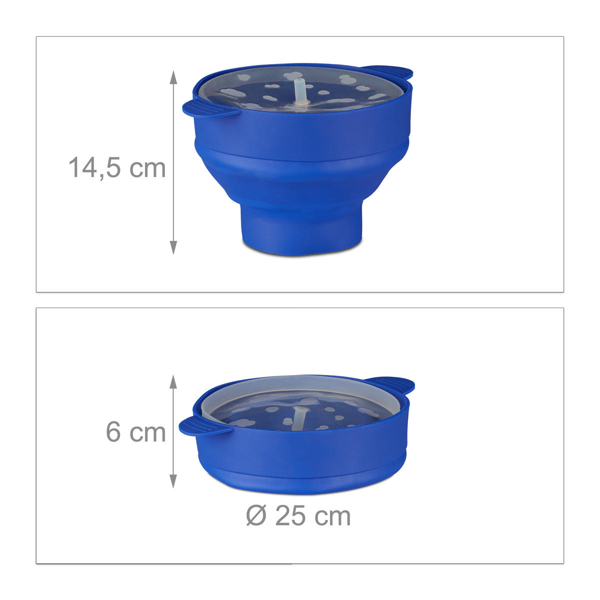 POPCORN Maker - modrá, plast (25.5/14.5/25.5cm) - Relaxdays