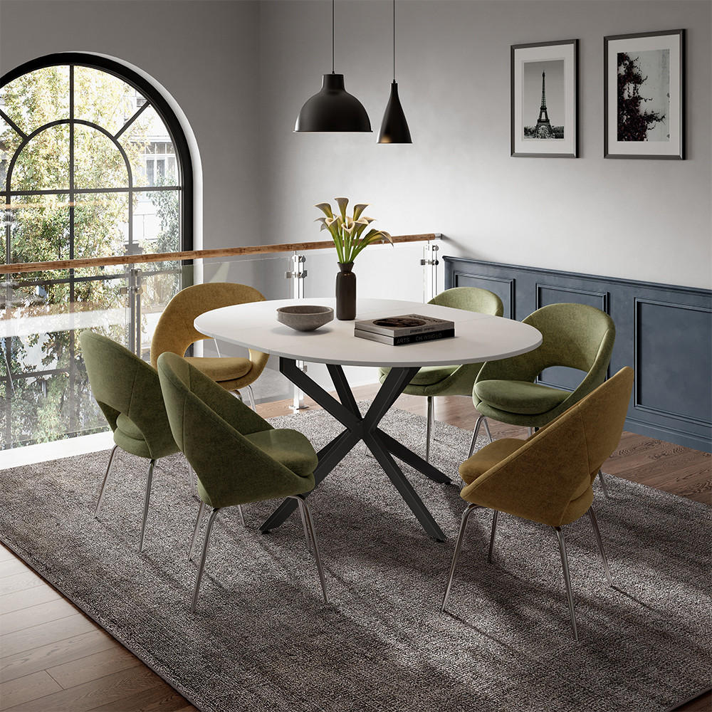 ESSTISCH Loyd Weiß/Schwarz 120 x 76.5 cm ausziehbar - Schwarz/Weiß, Holzwerkstoff (120/120/76.5cm) - Vicco