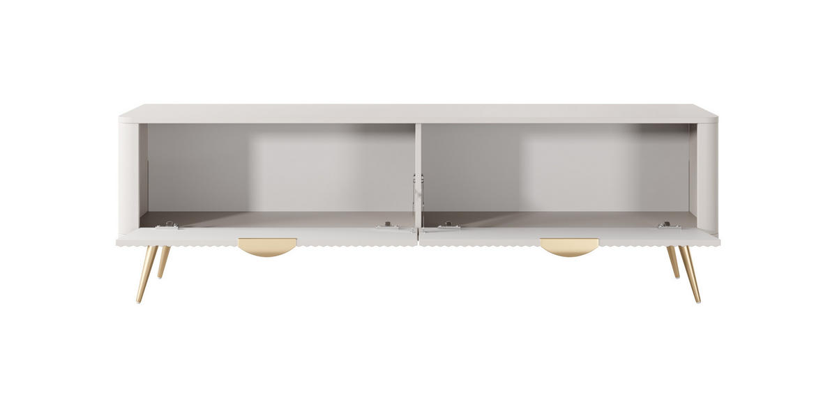 TV-SCHRANK Lante 163 Beige, Goldene Beine, Tv-Tisch mit 2 Türen - Beige, Holzwerkstoff (163/51/38cm) - Bettso