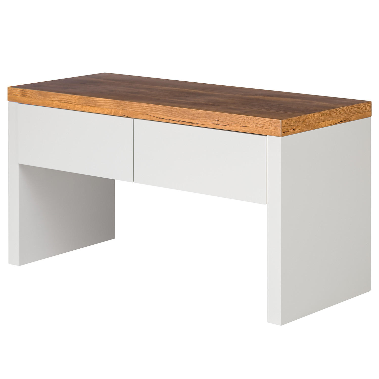 GARDEROBENBANK - Eichefarben/Weiß, Holzwerkstoff (91/48/38cm) - home24