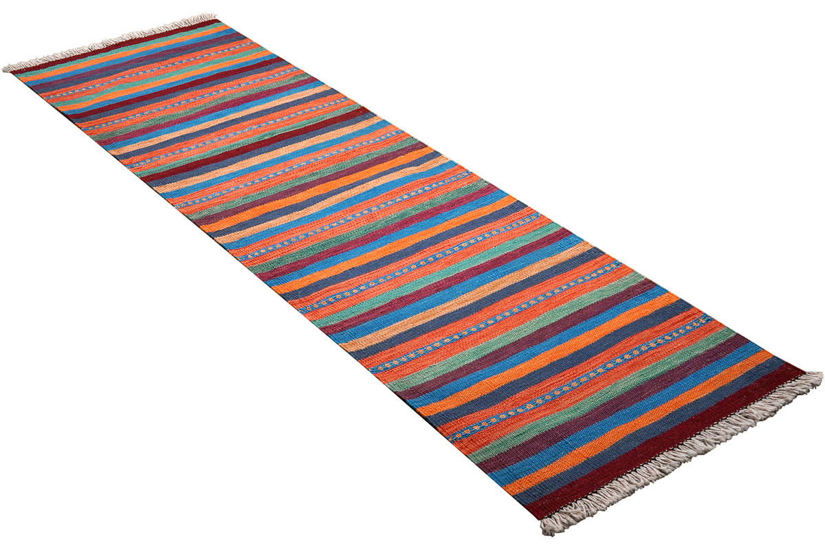 HANDWEBTEPPICH Kelim Gashgai Mehrfarbig 194/57 cm Schurwolle - Multicolor, Textil (57/194cm) - Looma