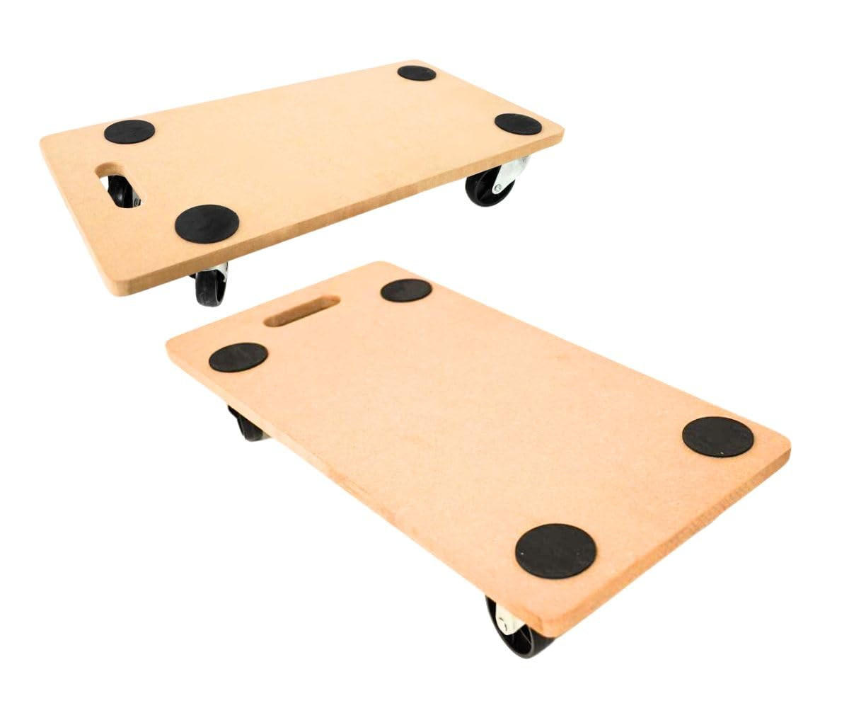 TRANSPORTROLLER 2er-Set mit 4 Rollen 11,5x30x60cm Traglast 200kg MDF Holzplatte Braun - Braun, Holzwerkstoff (60/30/11.5cm) - PROREGAL