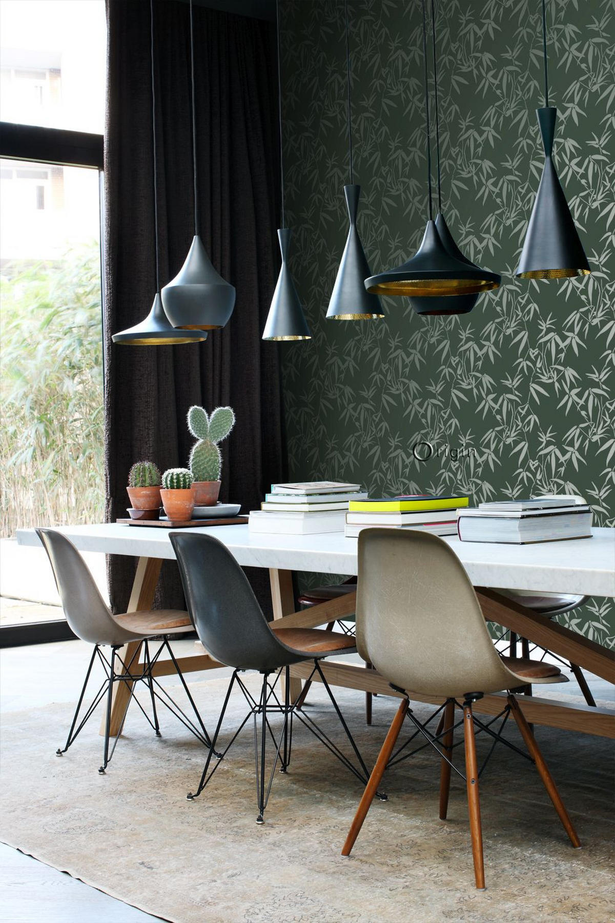 TAPETE Bambusblätter 53 cm x 10.05 m - Grün, Papier (53/1000cm) - Origin Wallcoverings
