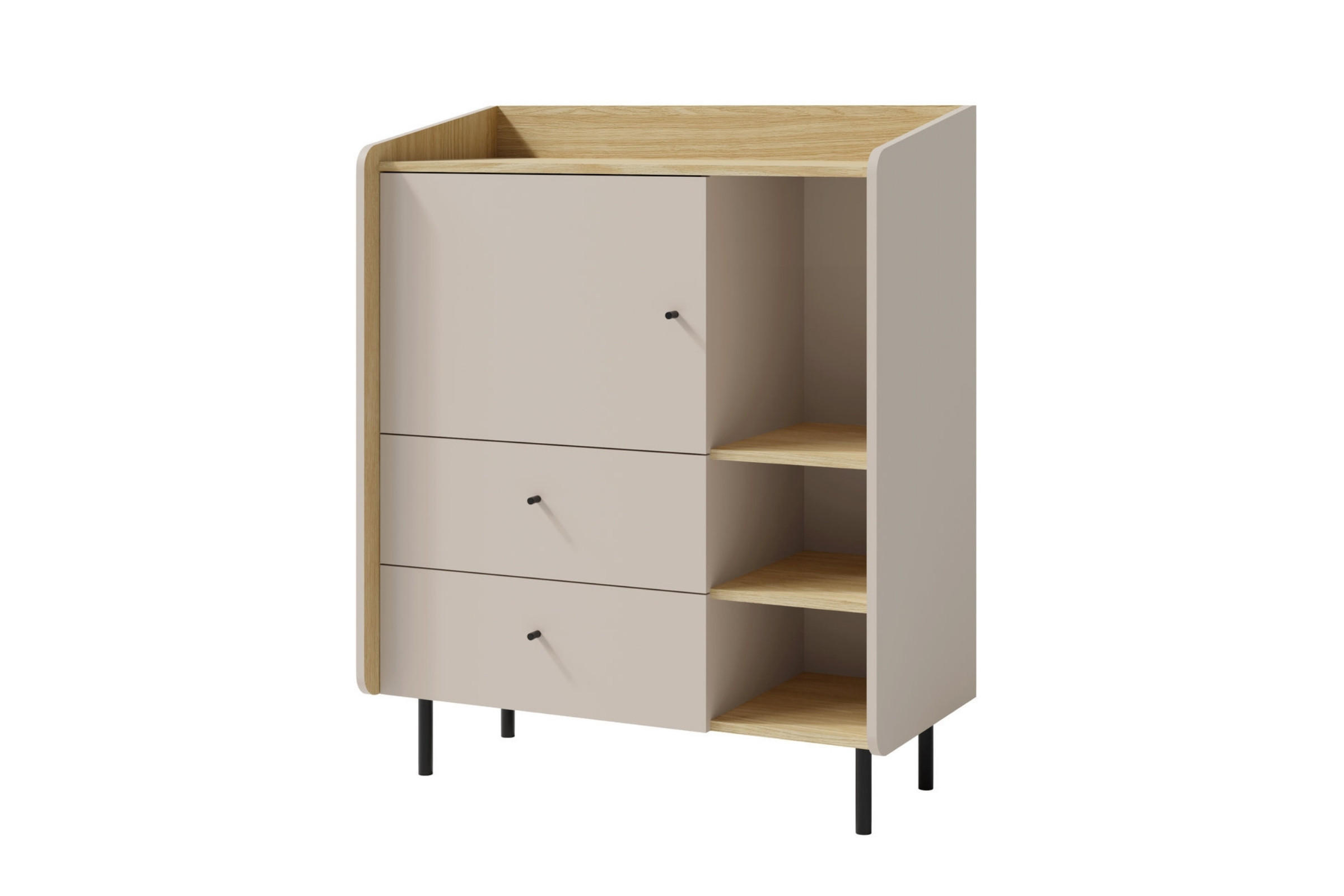 KINDERKOMMODE ALBI 09 95/42/115 in Sandbeige / Geölte Eiche - Eichefarben/Beige, Holzwerkstoff (95/115/42cm) - Deine Möbel 24