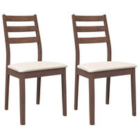 ESSZIMMERSTÜHLE mit Kissen 2 Stk. Braun Massivholz Gummibaum 48.5*49*90cm - Braun/Weiß, Holz (48.5/90/49cm) - ZMH