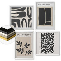 WANDBILDER 4er-Set - 50x50 cm & 40x60 cm Weißer Rahmen - Abstrakte Pflanzenmuster - Weiß, Kunststoff (50/50cm) - ArtPrintCave