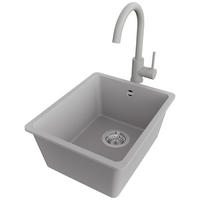 UNTERBAUSPÜLE GRANIT Venedig Easy, 2-er set Grau 36/44 cm 1 Becken + Küchenarmatur 32/20 cm + Ablauf-Set ab 40er Unterschrank - Chromfarben/Grau, Kunststoff (36/20/44cm) - Primagran