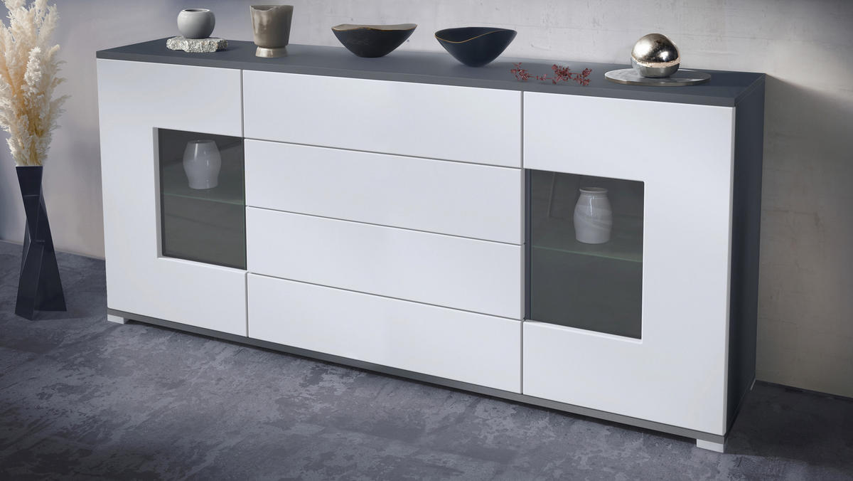 SIDEBOARD Grömitz Weiß matt - Weiß, Holzwerkstoff (166.5/75.5/35cm) - Vladon
