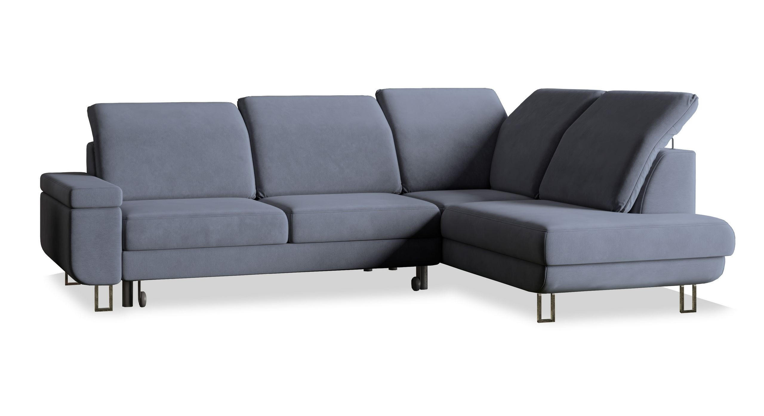 ROHOVÁ SEDAČKA LERMA šedá - šedá/stříbrná, kov/dřevo (253/190cm) - MASSENO