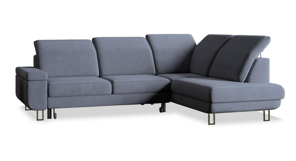 ROHOVÁ SEDAČKA LERMA šedá - šedá/stříbrná, kov/dřevo (253/190cm) - MASSENO