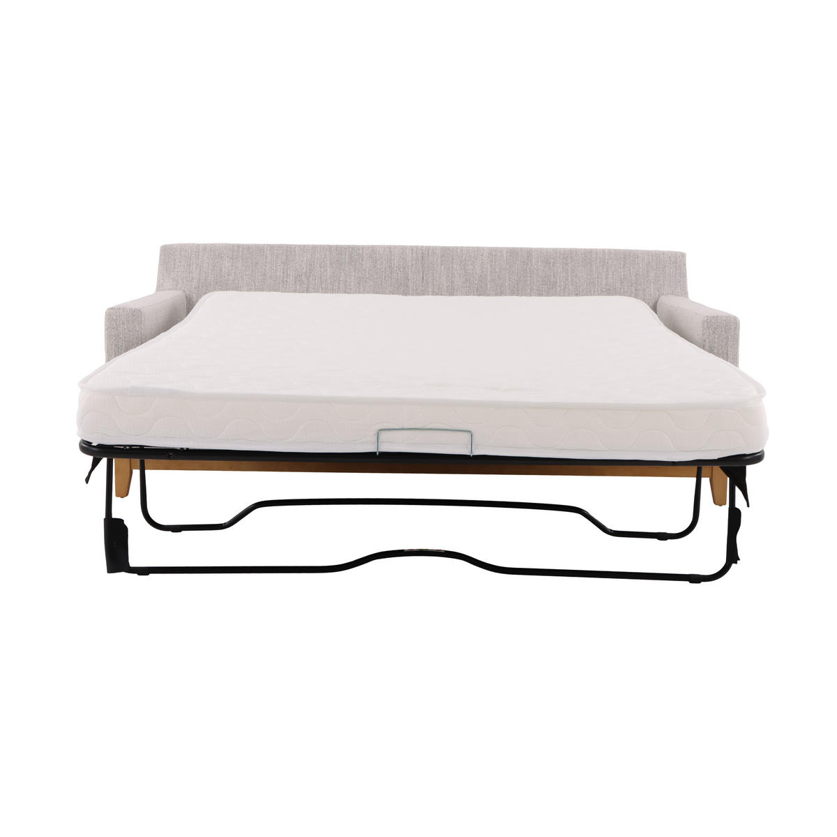SCHLAFSOFA Tommy, Natur Massiveiche + hellgrauer Stoff - Grau, Holz (200/88.5/98.5cm) - WOODEK