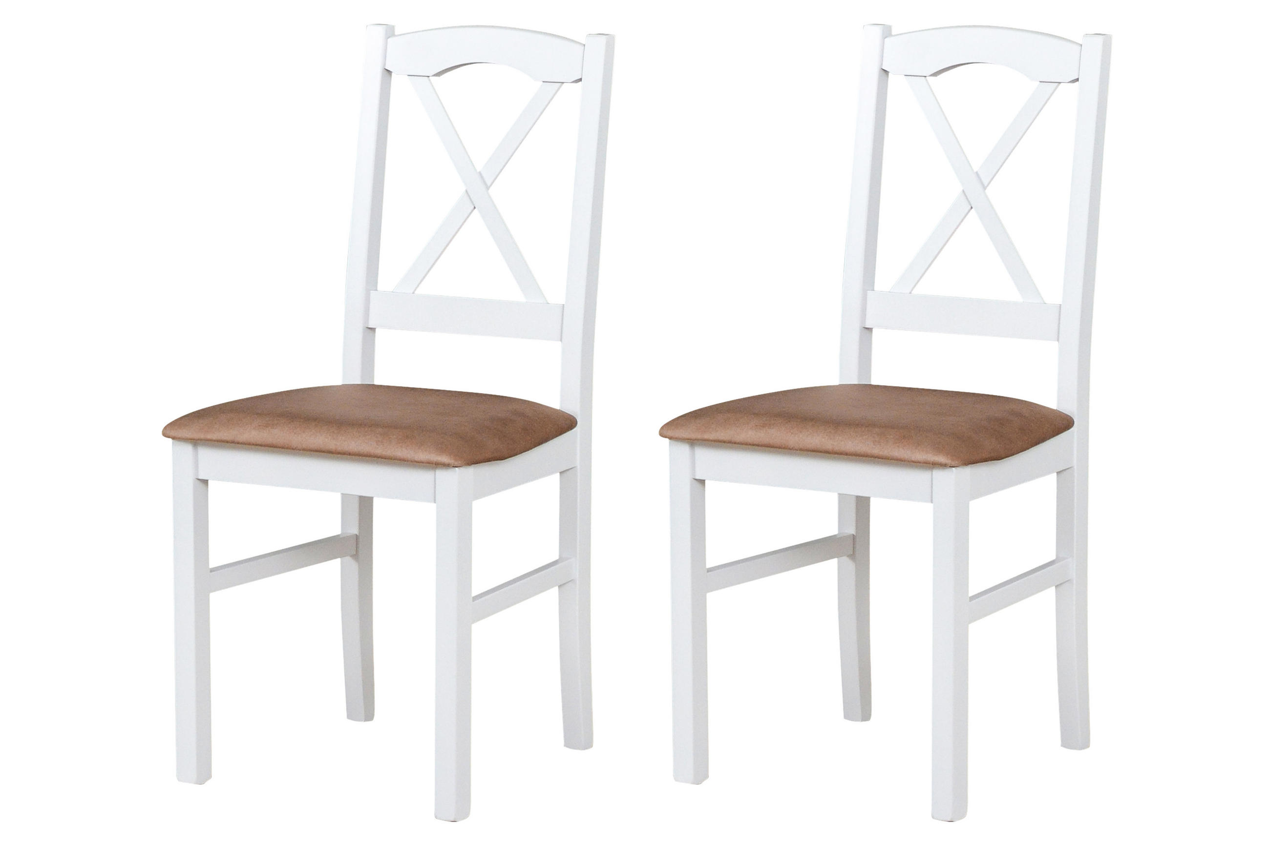 STUHL Nilo 11 (2er Set) - Weiß/Cappuccino, Holz (43/94/40cm) - Leaf Design