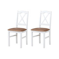 STUHL Nilo 11 (2er Set) - Weiß/Cappuccino, Holz (43/94/40cm) - Leaf Design