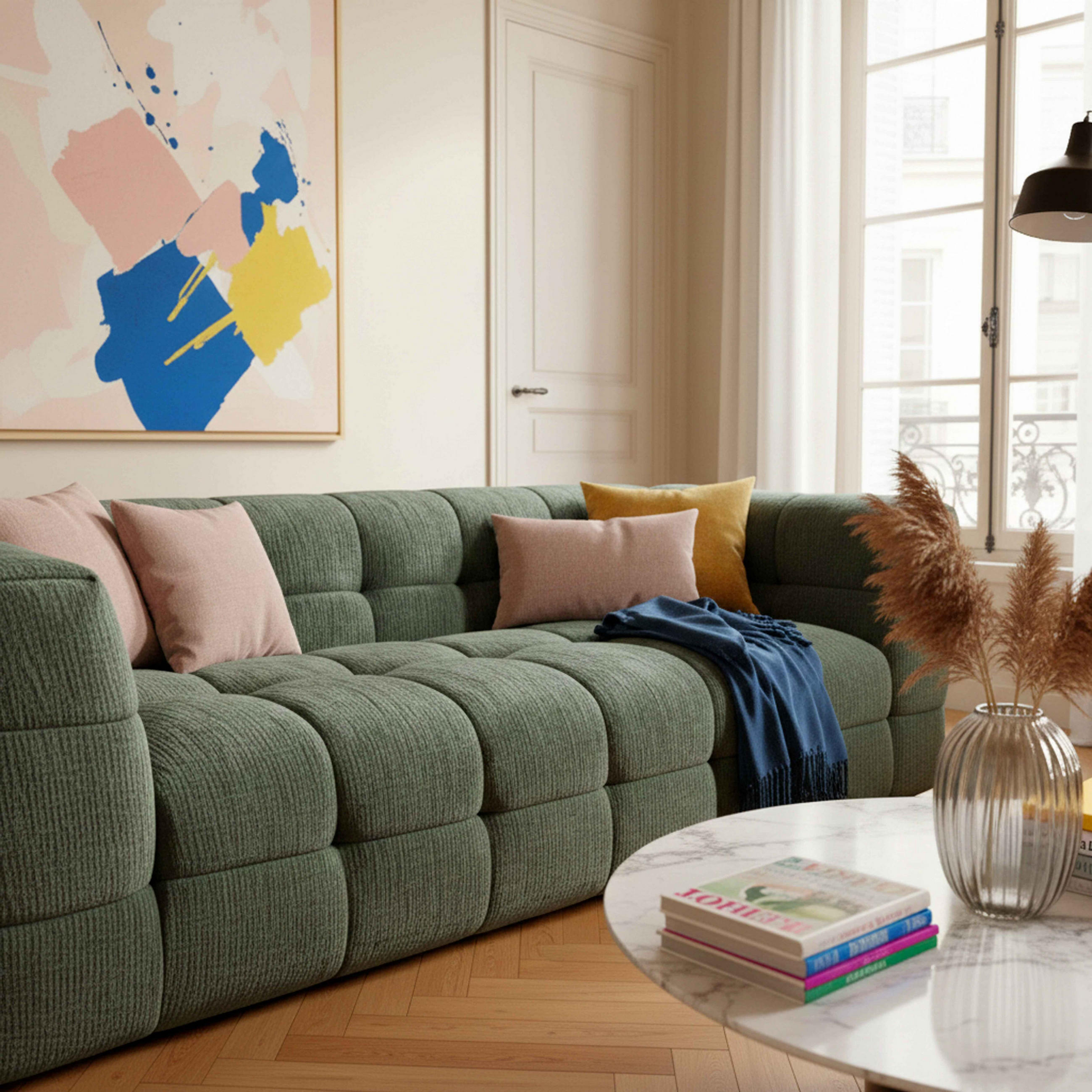 Thumbnail - Oviala Sofa, Grün, Textil, 3-Sitzer, Rechteckig,Rechteckig, 102x69x228 cm, Wohnzimmer, Sofas & Couches, Sofas