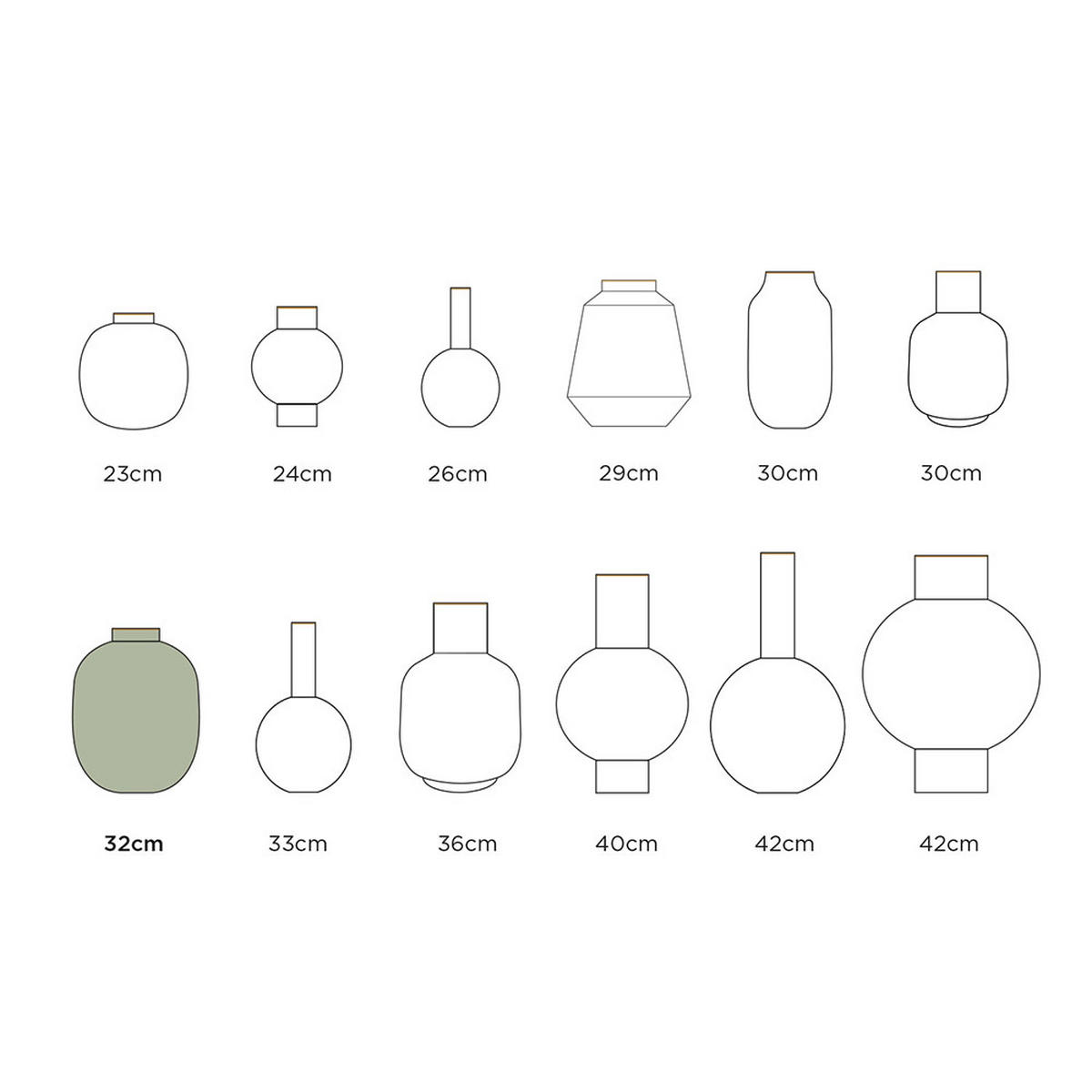 VASE Metal khaki 32 cm - Sandfarben, Metall (31cm) - Pip Studio