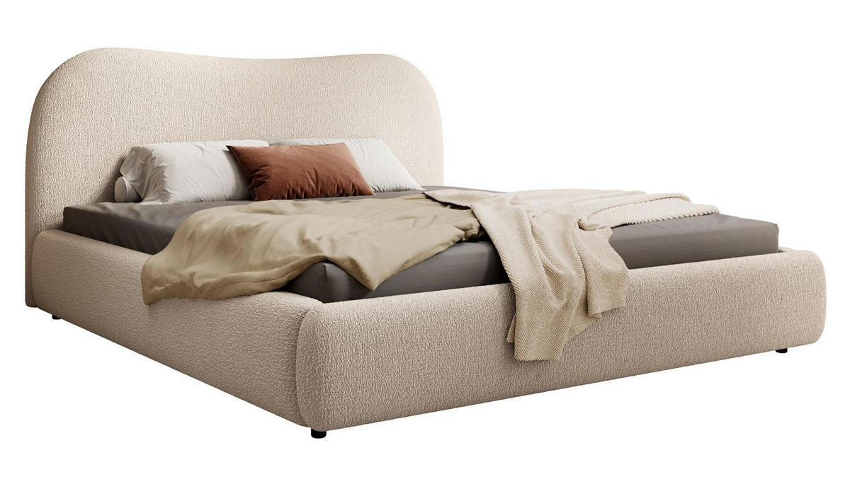 POLSTERBETT SIMSALO Beige 160x200 cm - Beige/Schwarz, Kunststoff/Textil (160/200cm) - Selsey