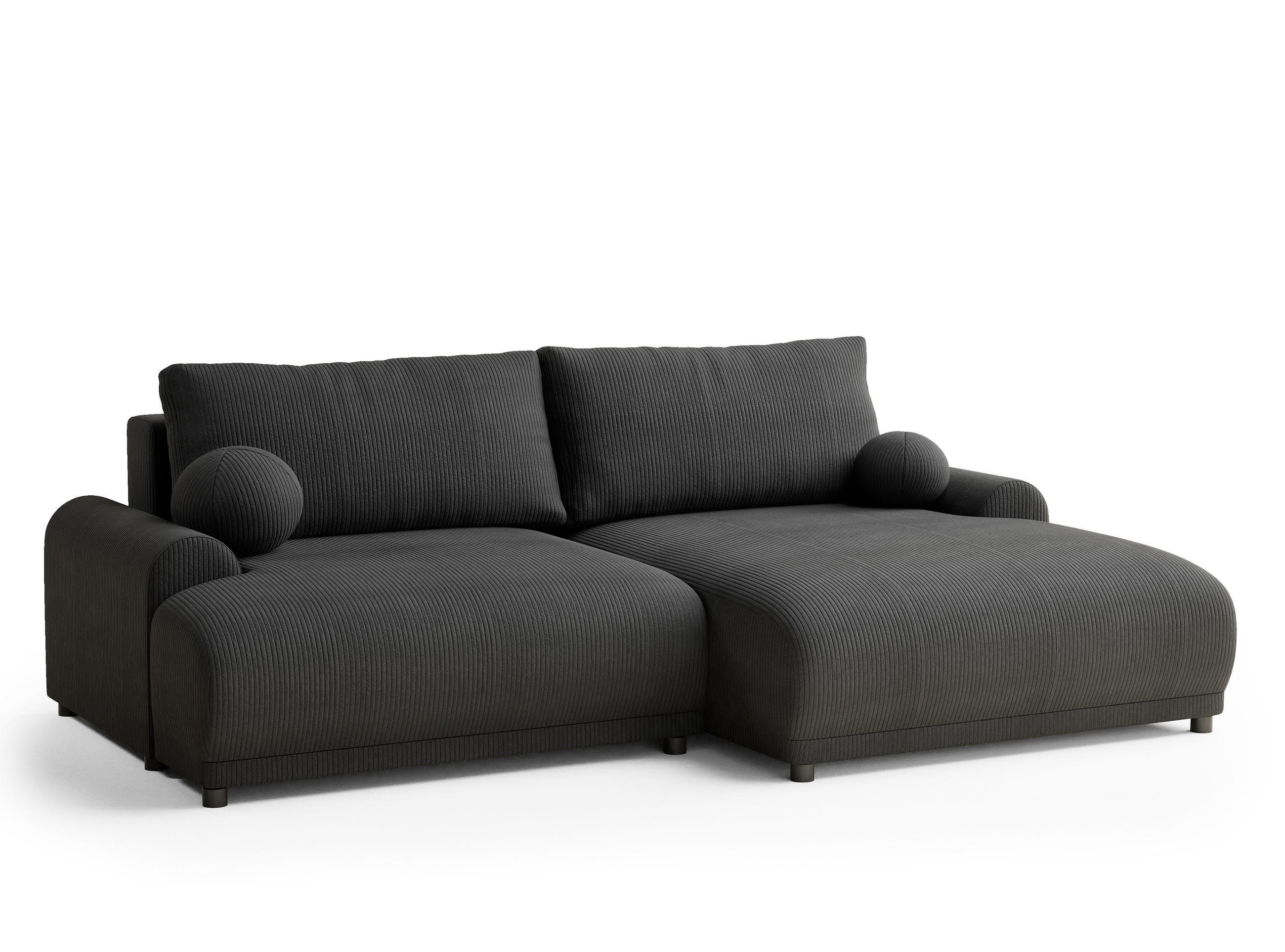 ECKSOFA MIT SCHLAFFUNKTION Tallin Anthrazit Samtstoff - Anthrazit/Schwarz, Holz/Holzwerkstoff (240/145cm) - Maison de Reve