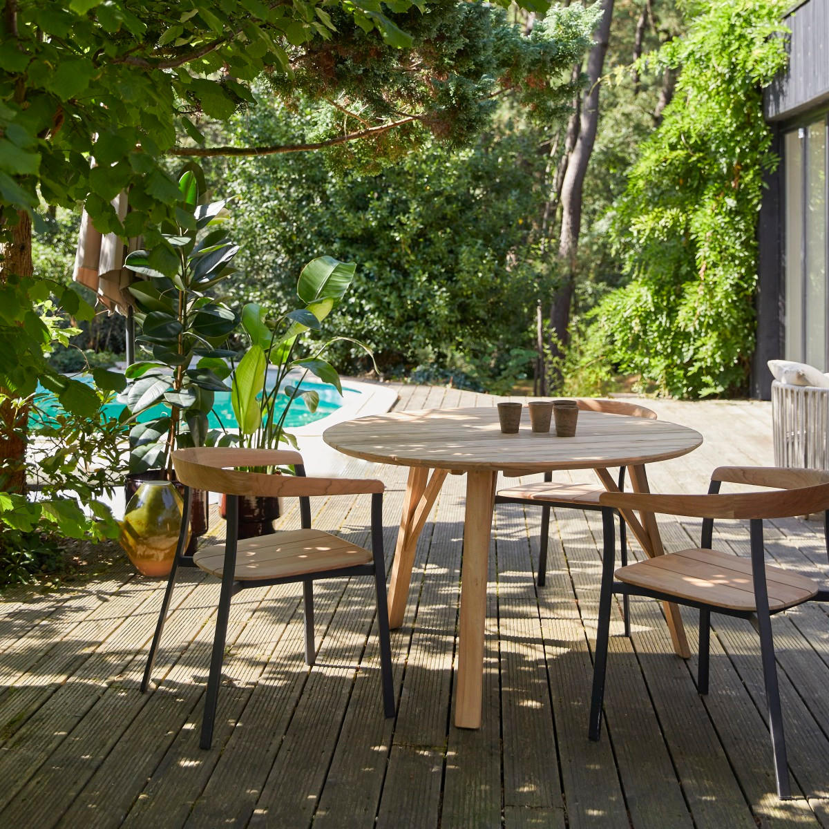 GARTENTISCH Katrine Natur aus Teak - Naturfarben, Holz (120/120/75cm) - Tikamoon