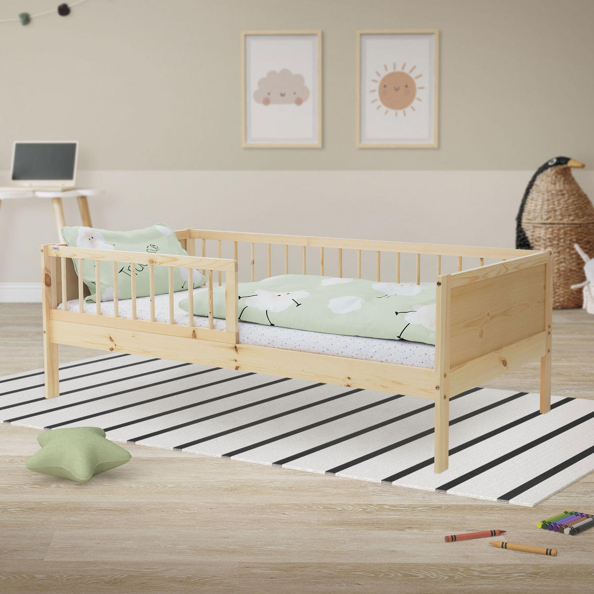 KINDERBETT 80x160 cm Natur - Naturfarben, Holzwerkstoff - ML-DESIGN