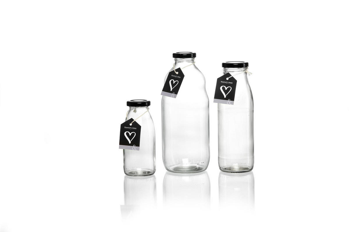 MILCHFLASCHEN Mara transparent 250 ml 6er Set - Transparent, Glas (6/14/6cm) - Ritzenhoff Breker