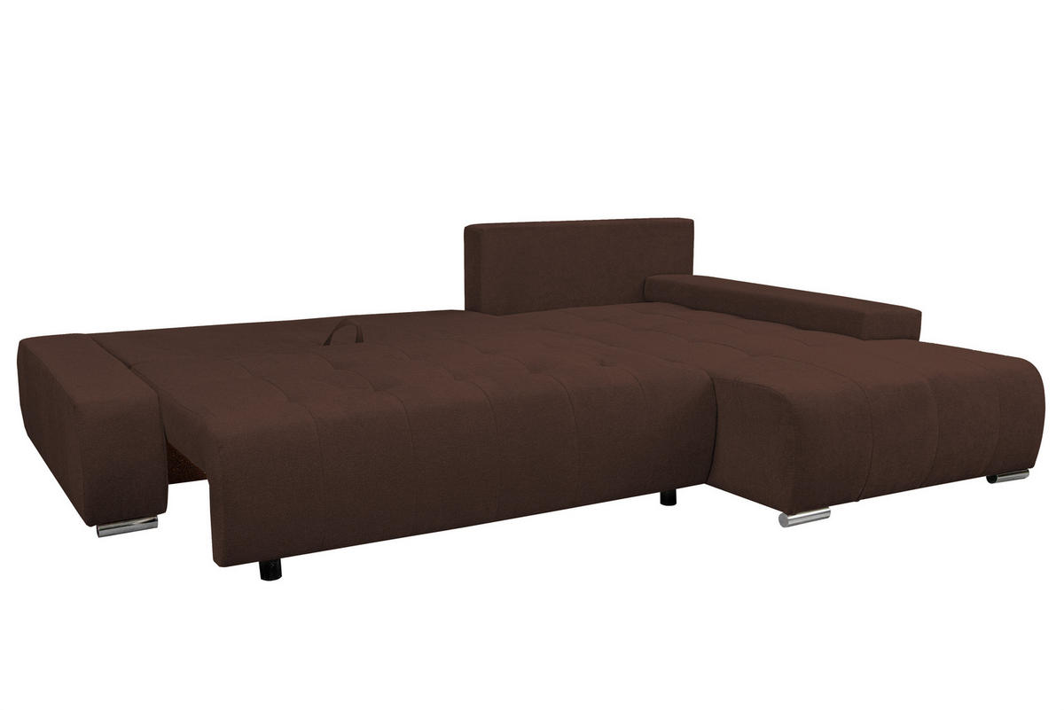 ECKSOFA Bloom mit Bettkasten und Schlaffunktion L-Form - Braun, Textil (267/185cm)