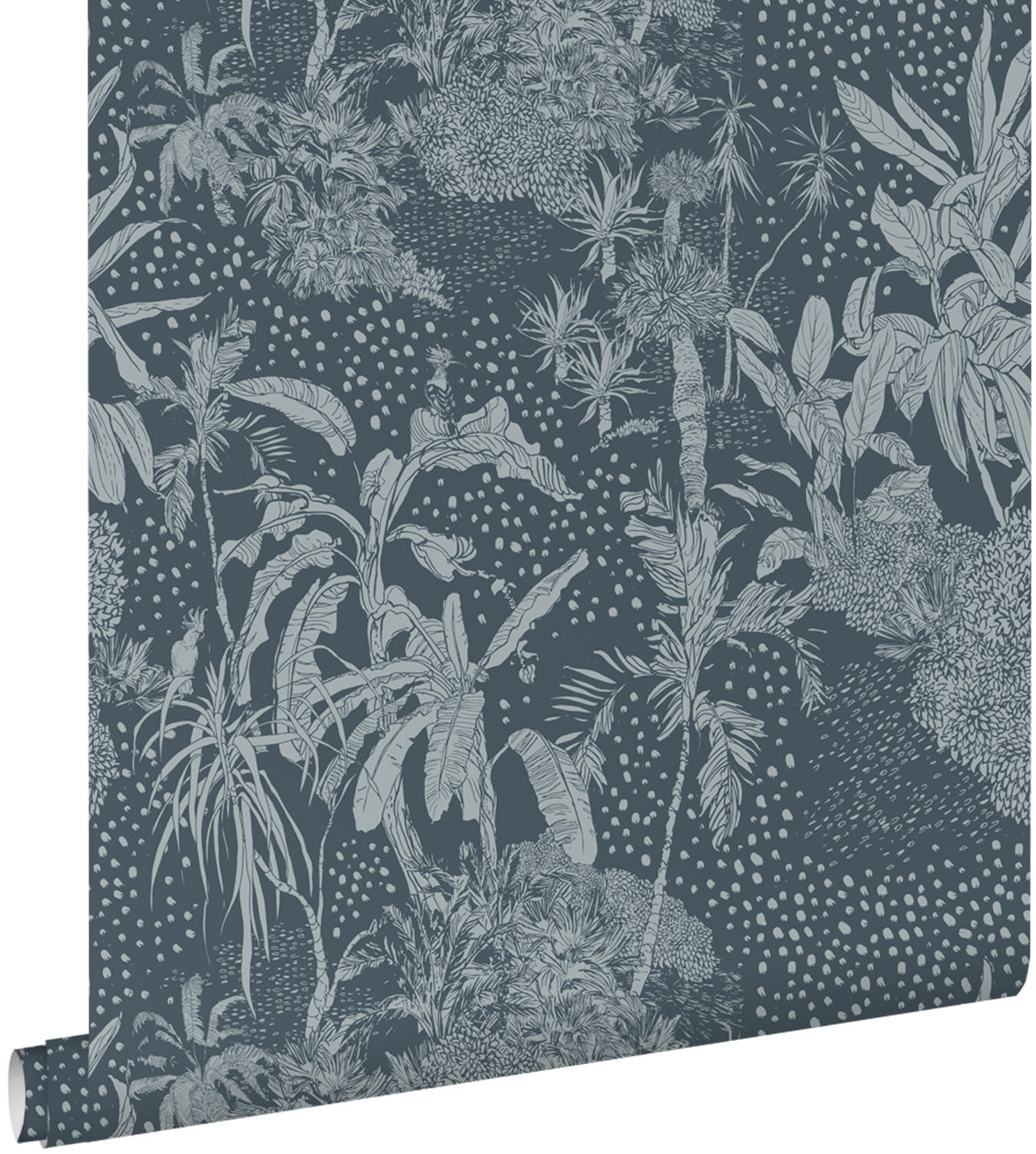 TAPETE tropische Blätter 50 x 900 cm - Blau, Papier (50/900cm) - ESTAhome
