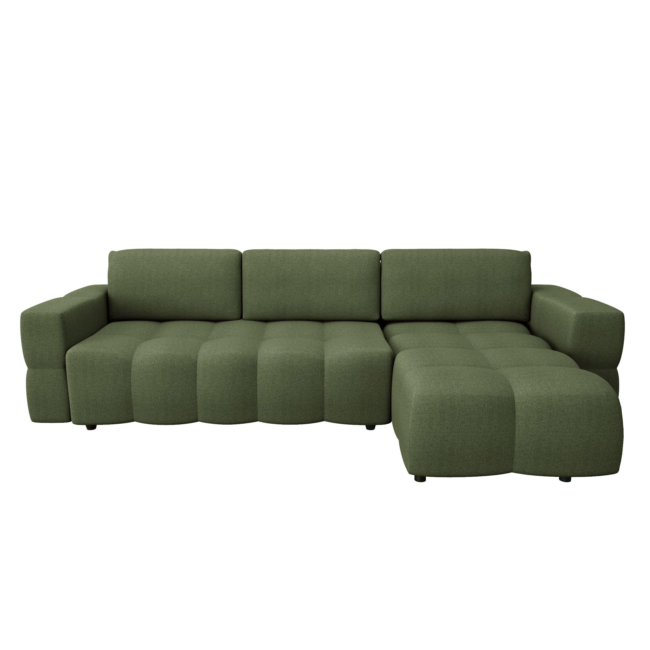ECKSOFA RECHTS SCHLAFSOFA Mit Stauraum Stoff grün 286 cm - Olivgrün, Textil (286/169cm) - Sia Home