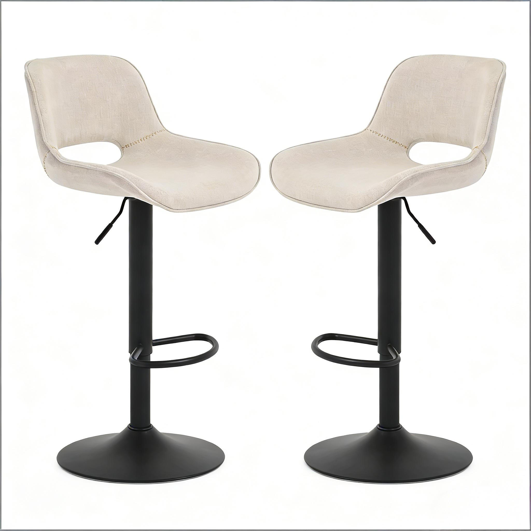 BARHOCKER 2er-Set Beige Drehbar Höhenverstellbar mit Leinen & Rückenlehne - Beige, Metall (49/106/49cm) - PANGIVO