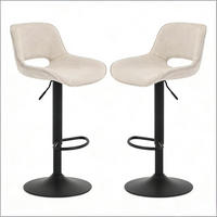 BARHOCKER 2er-Set Beige Drehbar Höhenverstellbar mit Leinen & Rückenlehne - Beige, Metall (49/106/49cm) - PANGIVO