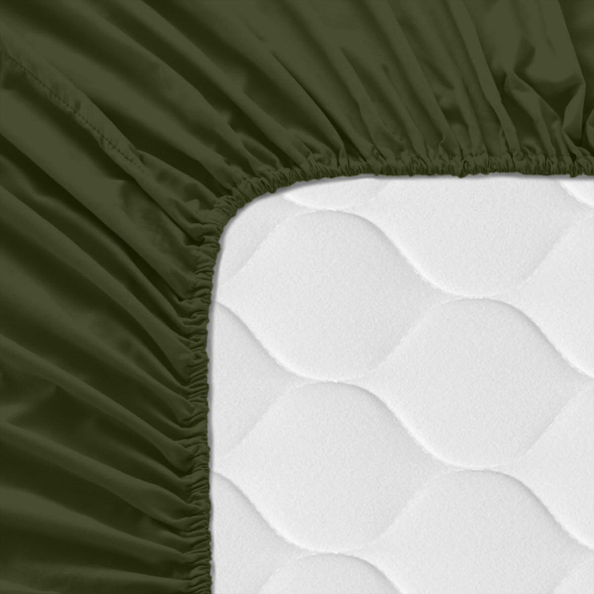 SPANNBETTTUCH basic 140x200x32 cm olivgrün - Olivgrün, Textil (140/200cm) - Happy Friday