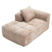 CHAISELONGUE Sofa Chenille mit Seitentaschen und Kissen 158/90/60 cm Sandfarben - Sandfarben, Textil (60/158/90cm) - Redom