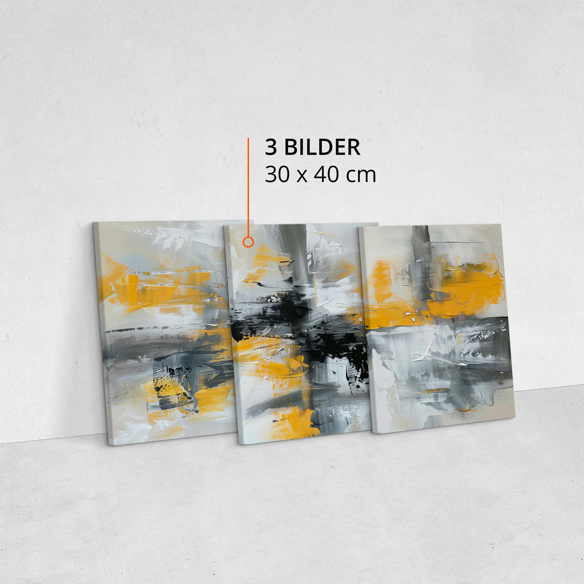 LEINWANDBILDER 3-es Set Abstrakte Kunst - Beige/Gelb, Textil (90/40cm) - Muralo