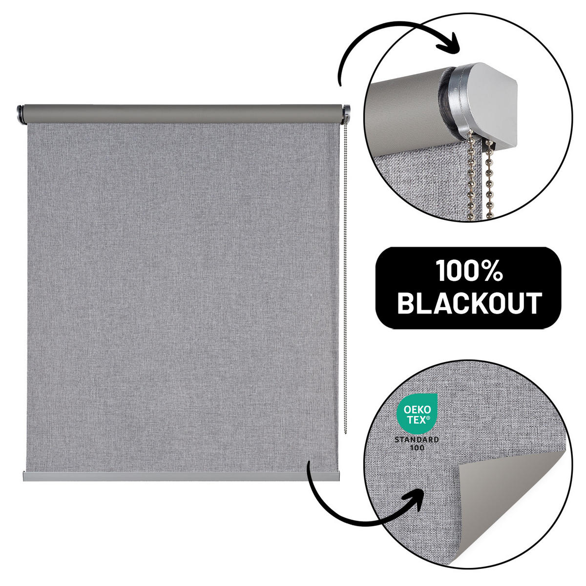 VERDUNKELUNGSROLLO Grau 60x180 cm - Grau, Kunststoff (60/180cm) - STORESDECO
