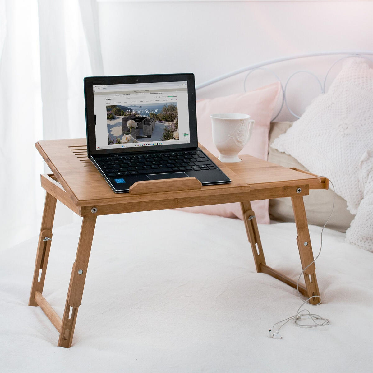 LAPTOPTISCH Kerstin,55 x 35 x 26 cm,braun - Braun, Holz (55/35/26cm) - tectake