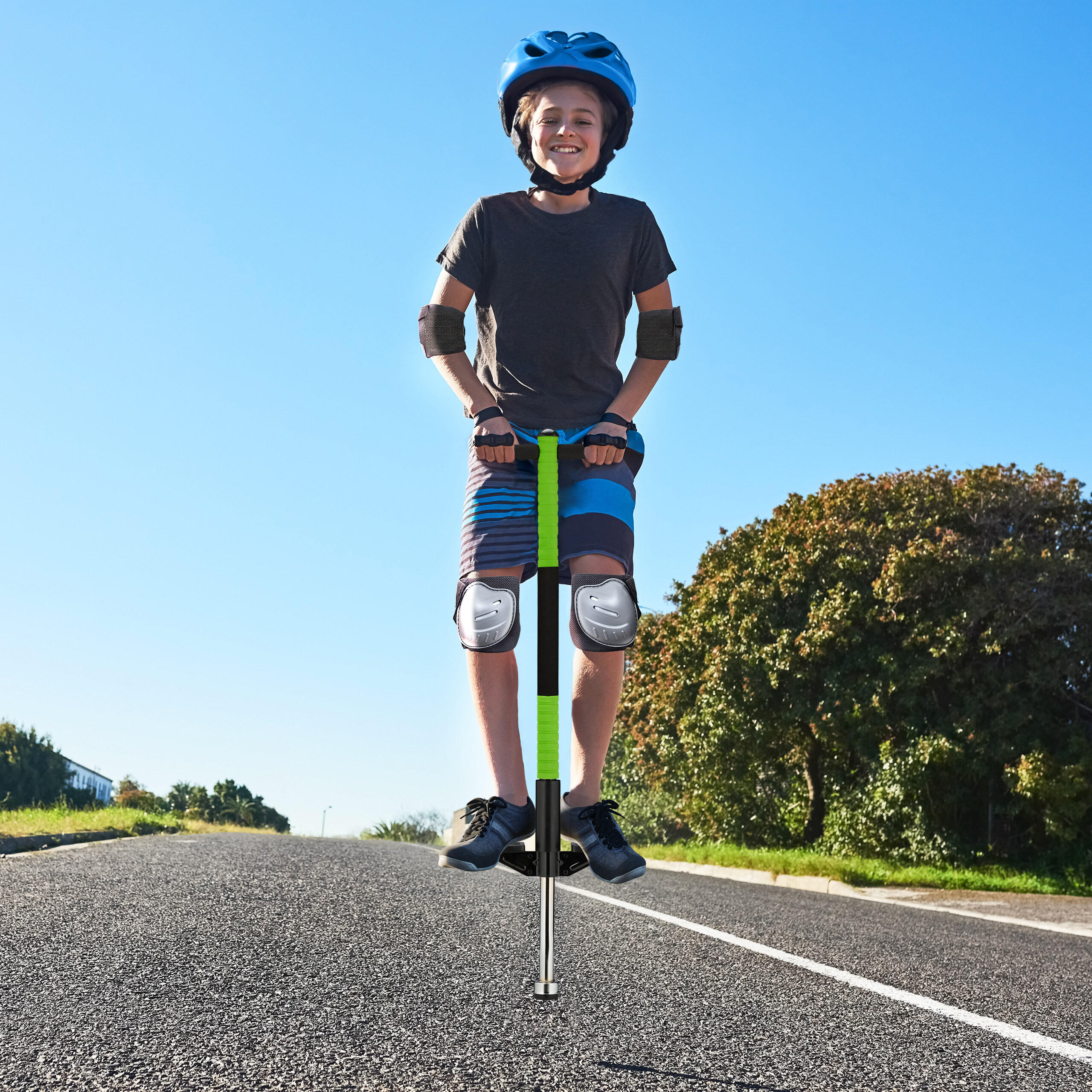 POGO-STICK - Grün, Kunststoff/Textil (24/6cm) - Relaxdays