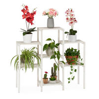BLUMENREGAL - Weiß, Holz (95/86.5/29.5cm) - Relaxdays