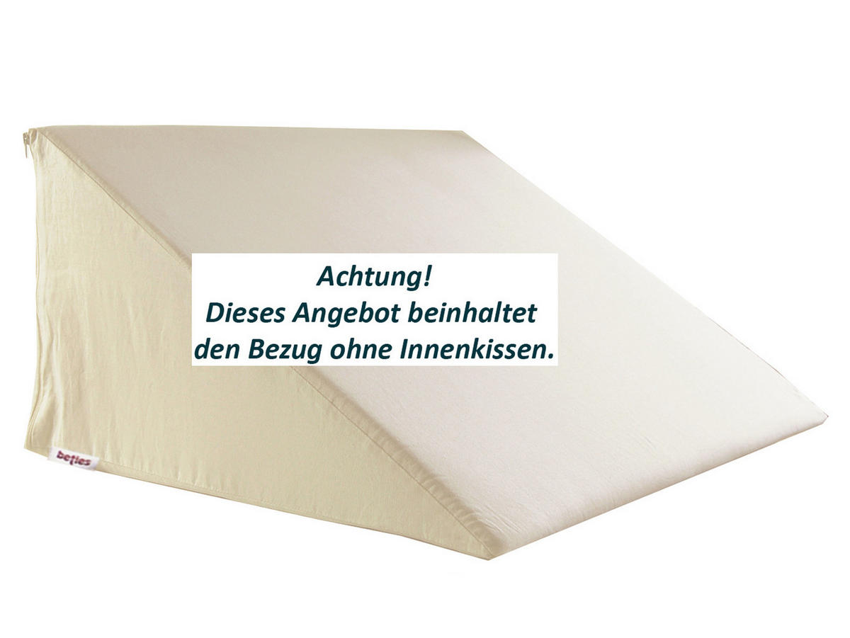 KEILKISSENBEZUG Basic 100% Baumwolle natur 62/49/30 cm - Creme, Textil (62/49cm) - beties Heimtextil