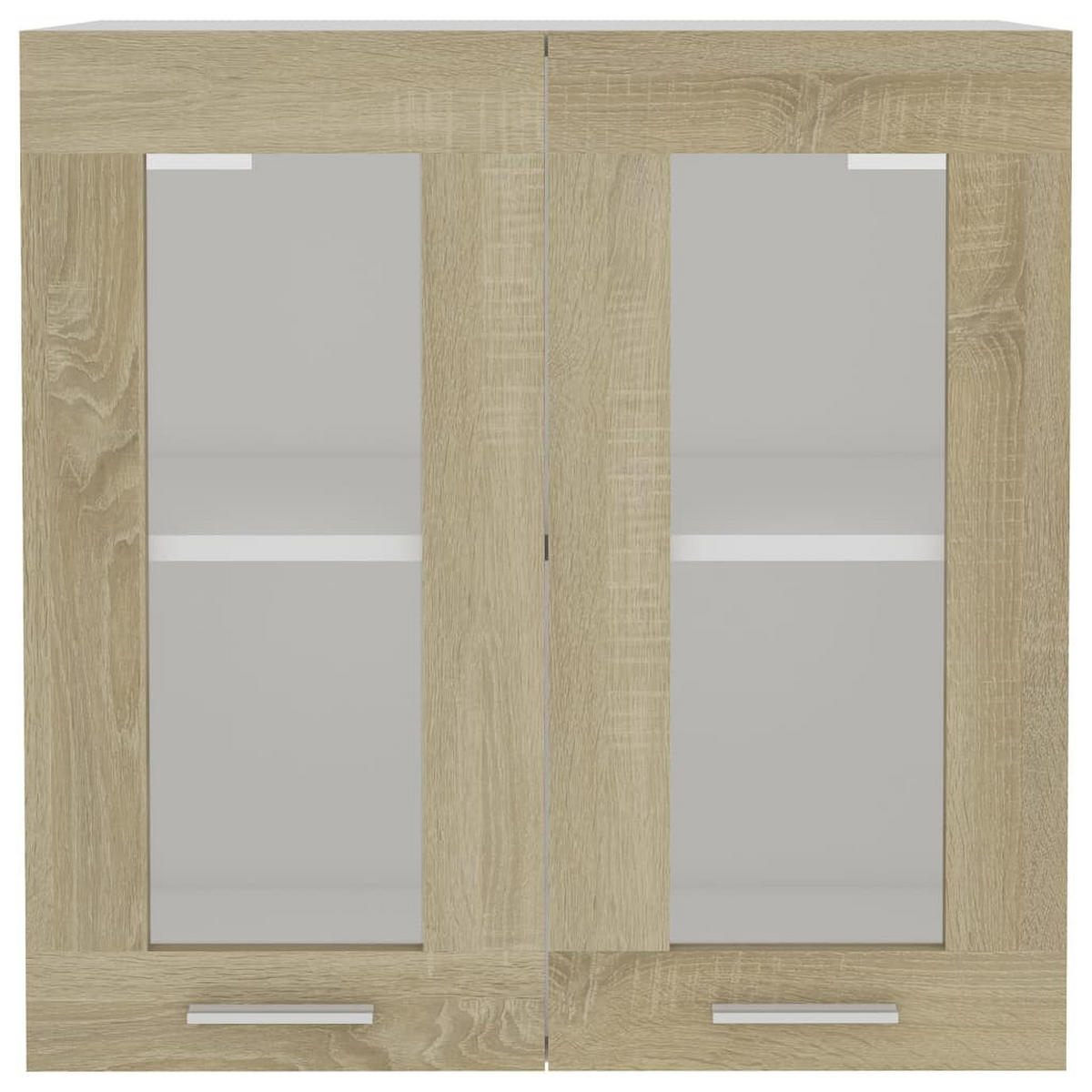 KÜCHENOBERSCHRANK Lyon mit 2 Glas Türen 60/31/60 cm aus Holzwerkstoff Sonoma-Eiche Dekor - Grau/Sonoma Eiche, Holz/Metall (60/60/31cm) - vidaXL