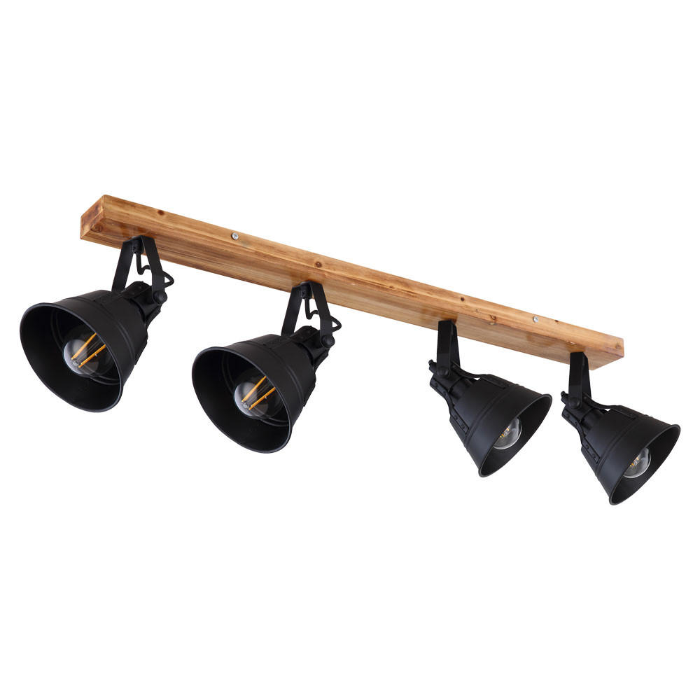 DECKENLEUCHTE Holz Metall Schwarz Matt - Schwarz, Holz (82/14/24cm) - Globo Lighting