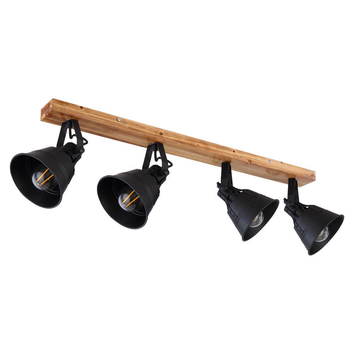 DECKENLEUCHTE Holz Metall Schwarz Matt - Schwarz, Holz (82/14/24cm) - Globo Lighting