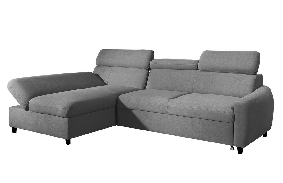 ECKSOFA L Form Olettio Mini Grau 260/170/96 cm Links mit Schlaffunktion - Schwarz/Grau, Kunststoff/Textil (170/260cm) - AX Living