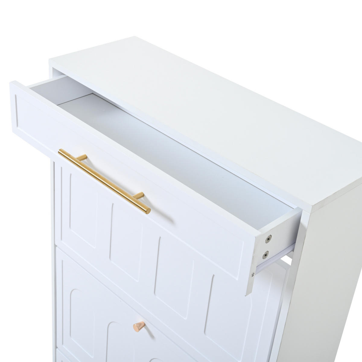 SCHUHSCHRANK aus MDF 140x25x123,5cm in Weiß mit 12 Fächern & 2 Schubladen - Weiß, Holzwerkstoff (140/123.5/25cm) - Modfu